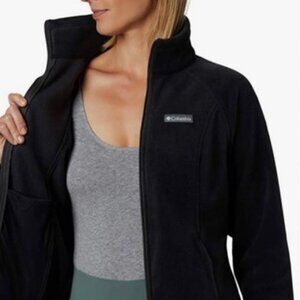 NWOT Columbia Womens Full Zip Fleece Jacket BLACK Pockets Sweatshirt L